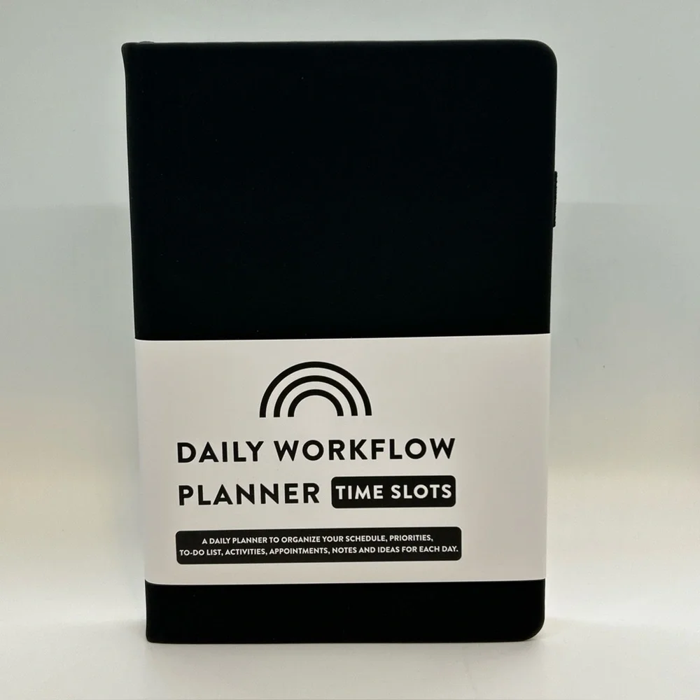 Daily Workflow Planner Timeslots NEW Black Task Calendar UNDATED Monthly Weekly